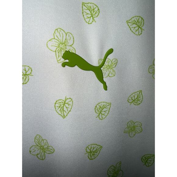 Puma Golf Polo Mattr White Green Spring Sz L Performance Quick Dry Cool Dad Logo - Picture 2 of 14